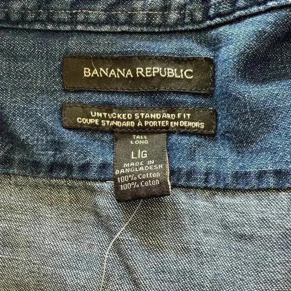 Banana Republic denim two pocket shirt sz L Tall - Picture 2 of 9